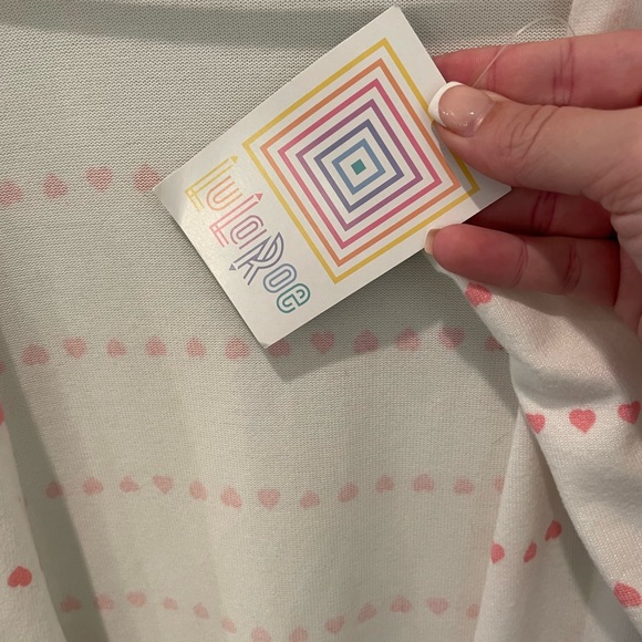LulaRoe NWT White Cardigan with Pink Hearts Women’s Size XS - Picture 3 of 9